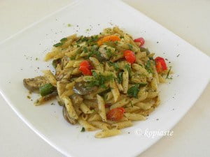 Penne with grilled vegetables